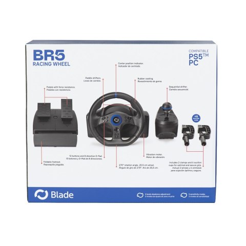 Blade BL7002 kontroler gier Czarny, Niebieski USB Kierownica + pedały + dźwignia zmiany biegów PC, PlayStation 5 No name