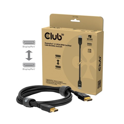 Club3D DP-Kabel 2.1 DP80 zertifiziert 2m 10K/8K/4K St/St retail Club 3D