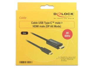 Delock Kabel USB Type-C? Stecker > HDMI-A Stecker DP-Alt Mode 4K 60 Hz 2 m schwa DELOCK