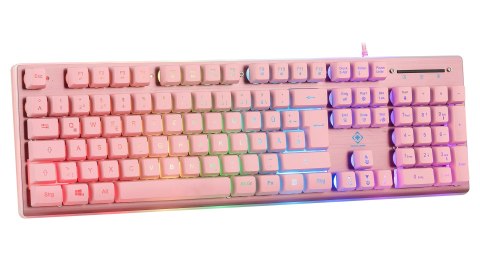 Deltaco Gaming GAM-021-RGB-P-DE klawiatura USB QWERTZ Niemiecki Różowy No name