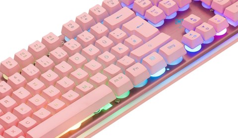 Deltaco Gaming GAM-021-RGB-P-DE klawiatura USB QWERTZ Niemiecki Różowy No name