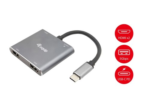 Equip 133484 stacja dokująca Przewodowa USB 3.2 Gen 1 (3.1 Gen 1) Type-C Srebrny EQUIP