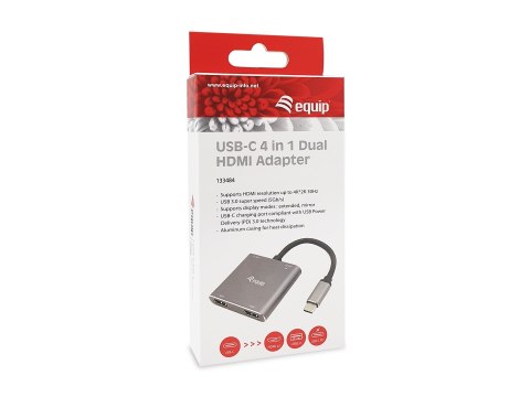 Equip 133484 stacja dokująca Przewodowa USB 3.2 Gen 1 (3.1 Gen 1) Type-C Srebrny EQUIP