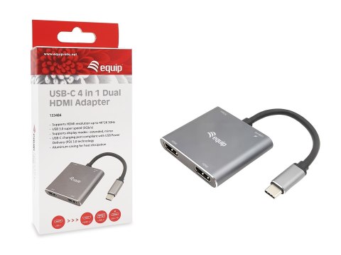 Equip 133484 stacja dokująca Przewodowa USB 3.2 Gen 1 (3.1 Gen 1) Type-C Srebrny EQUIP