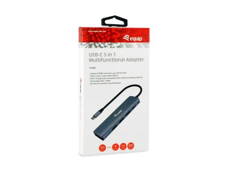 Equip 133487 huby i koncentratory USB 3.2 Gen 1 (3.1 Gen 1) Type-C 5000 Mbit/s Czarny, Szary EQUIP