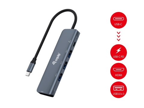 Equip 133487 huby i koncentratory USB 3.2 Gen 1 (3.1 Gen 1) Type-C 5000 Mbit/s Czarny, Szary EQUIP