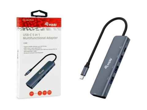 Equip 133487 huby i koncentratory USB 3.2 Gen 1 (3.1 Gen 1) Type-C 5000 Mbit/s Czarny, Szary EQUIP