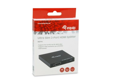Equip HDMI1.4 2-Port Splitter Ultra Slim 4K/ 30Hz schwarz EndlessOS EQUIP