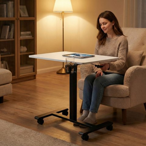 Mobilne biurko 70x48 cm stolik pod laptopa regulacja wysokości 71,5-112 cm biały blat ModernHome ModernHome