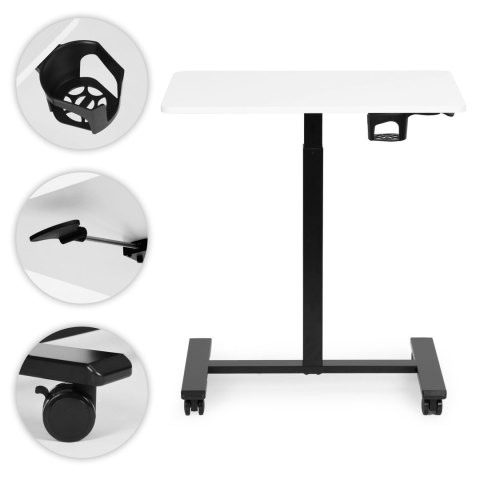 Mobilne biurko 70x48 cm stolik pod laptopa regulacja wysokości 71,5-112 cm biały blat ModernHome ModernHome