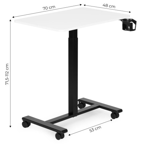 Mobilne biurko 70x48 cm stolik pod laptopa regulacja wysokości 71,5-112 cm biały blat ModernHome ModernHome