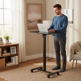 Mobilne biurko 70x48 cm stolik pod laptopa regulacja wysokości 71,5-112 cm czarny ModernHome ModernHome