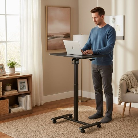 Mobilne biurko 70x48 cm stolik pod laptopa regulacja wysokości 71,5-112 cm czarny ModernHome ModernHome
