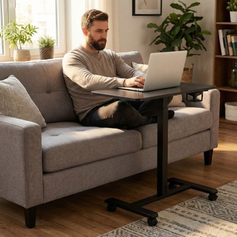 Mobilne biurko 70x48 cm stolik pod laptopa regulacja wysokości 71,5-112 cm czarny ModernHome ModernHome