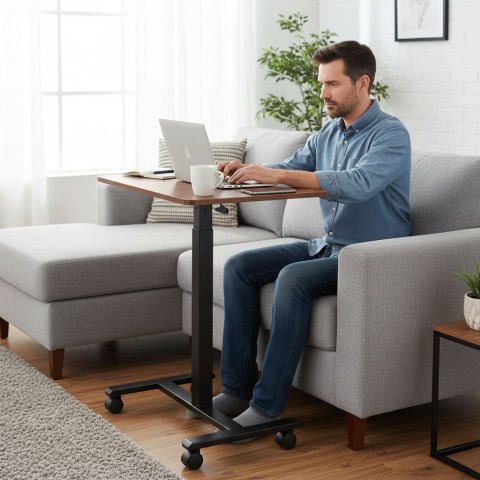 Mobilne biurko 70x48 cm stolik pod laptopa regulacja wysokości 71,5-112 cm drewniany blat ModernHome ModernHome