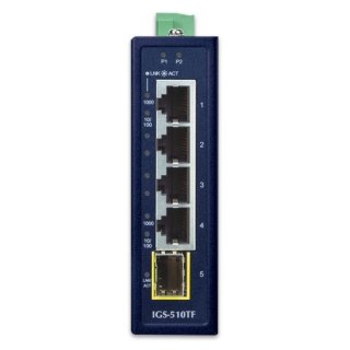 PLANET IGS-510TF łącza sieciowe Nie zarządzany Gigabit Ethernet (10/100/1000) Niebieski Planet