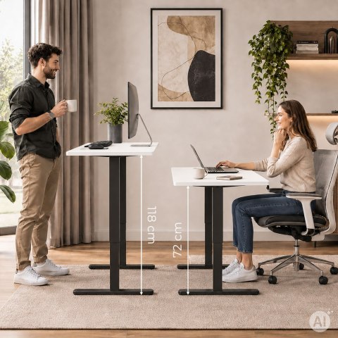 Biurko elektryczne 120x60 cm podnoszone regulacja wysokości 72-118 cm biały blat ModernHome ModernHome
