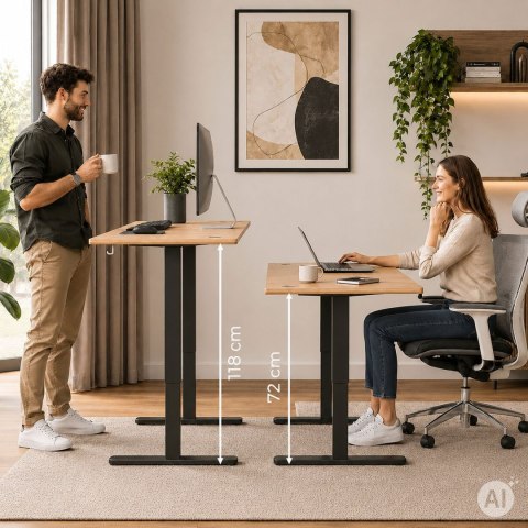 Biurko elektryczne 120x60 cm podnoszone regulacja wysokości 72-118 cm jasny dąb ModernHome ModernHome
