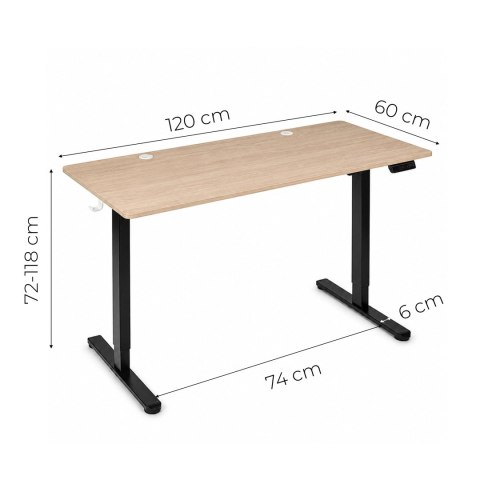 Biurko elektryczne 120x60 cm podnoszone regulacja wysokości 72-118 cm jasny dąb ModernHome ModernHome