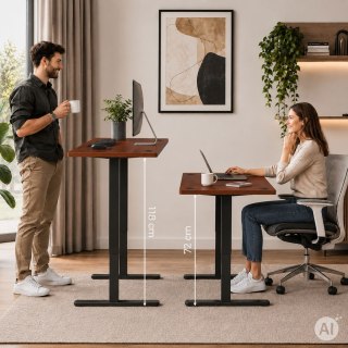 Biurko elektryczne 140x60 cm podnoszone regulacja wysokości 72-118 cm ciemny dąb ModernHome ModernHome