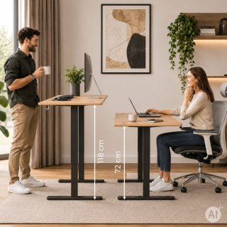 Biurko elektryczne 140x60 cm podnoszone regulacja wysokości 72-118 cm jasny dąb ModernHome ModernHome