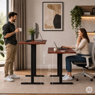 Biurko elektryczne 140x60 cm podnoszone regulacja wysokości 72-118 cm postarzany dąb ModernHome ModernHome