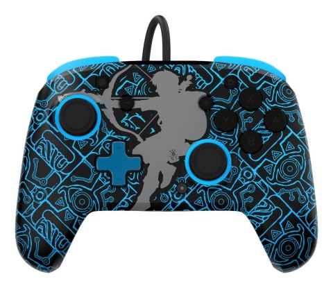PDP Rematch: Sheikah Shoot Czarny, Niebieski USB Gamepad Analogowa/Cyfrowa Nintendo Switch, Nintendo Switch Lite, Nintendo Switc No name