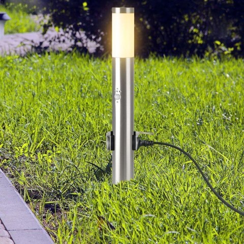 Słupek ogrodowy V-TAC 60CM E27 stal szczotkowana czujnik ruchu gniazda VT-838-60