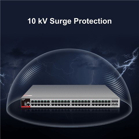 Zarządzalny Switch Ruijie L2+ | 48 portów 1Gbit + 4 porty SFP 2.5Gbit | 2 wentylatory, 1 wbudowany zasilacz AC | Rack Ruijie