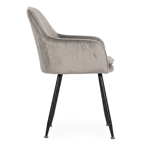 Zestaw 2x krzesło tapicerowane welurowe nowoczesne do jadalni salonu jasny szary ModernHome ModernHome