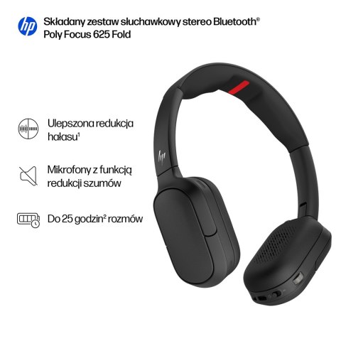 HP Poly Składany stereofoniczny zestaw słuchawkowy Bluetooth Focus 625 Fold POLY
