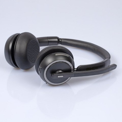 Lindy L118 Zestaw słuchawkowy Bezprzewodowy Opaska na głowę Biuro/centrum telefoniczne USB Type-C Bluetooth Podstawka do ładowan LINDY