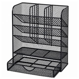Metalowy Organizer Biurkowy Na Przybory Akcesoria Pisaki Czarny LEAN TOYS