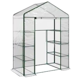 Mini Szklarnia Balkonowa Ogrodowa 4 Półki Metalowe Folia PVC 195 x 143 x 73cm LEAN