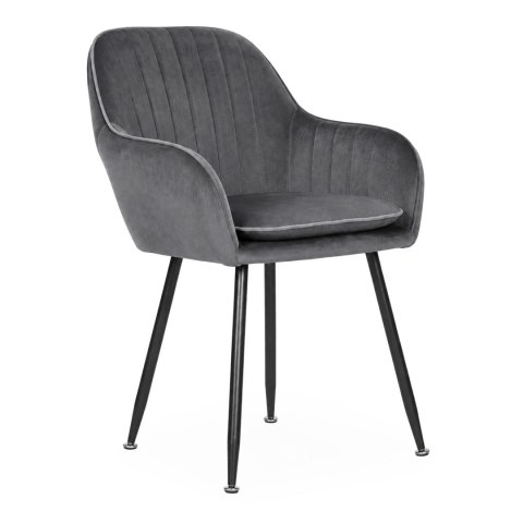 Zestaw 2x krzesło tapicerowane welurowe nowoczesne do jadalni salonu ciemny szary ModernHome ModernHome