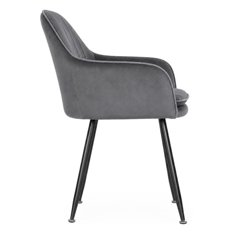 Zestaw 2x krzesło tapicerowane welurowe nowoczesne do jadalni salonu ciemny szary ModernHome ModernHome