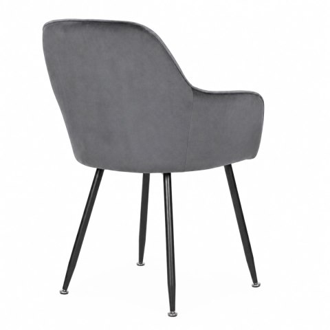 Zestaw 2x krzesło tapicerowane welurowe nowoczesne do jadalni salonu ciemny szary ModernHome ModernHome