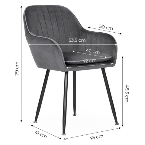 Zestaw 2x krzesło tapicerowane welurowe nowoczesne do jadalni salonu ciemny szary ModernHome ModernHome
