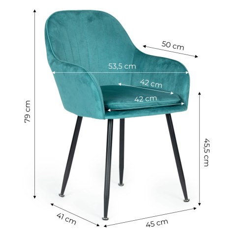 Zestaw 2x krzesło tapicerowane welurowe nowoczesne do jadalni salonu turkusowy ModernHome ModernHome