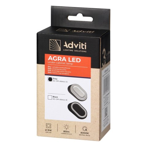 AGRA lampka podszafkowa LED 2,5W, 80lm, 4000K, szara Orno