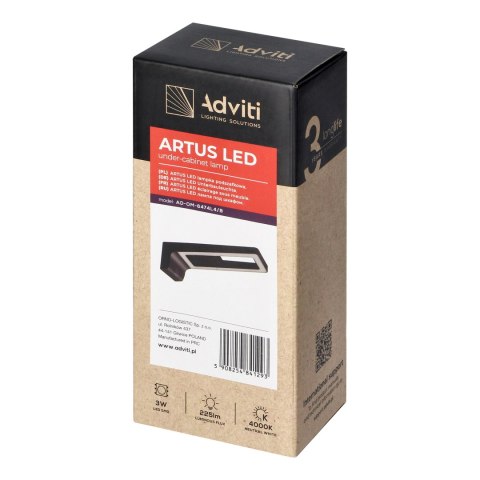ARTUS lampka podszafkowa LED 3W, 225lm, 4000K, czarna Orno