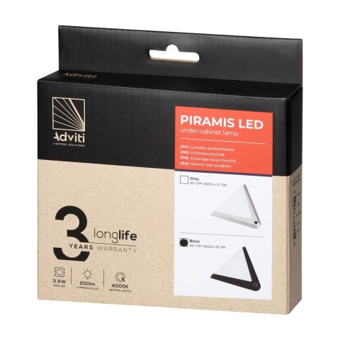 PIRAMIS lampka podszafkowa LED 3,5W, 200lm, 4000K, z włącznikiem bezdotykowym, czarna Orno