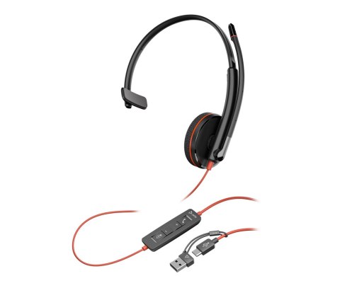 Poly Blackwire 3210 Monaural USB-C Headset +USB-C/A Adapter POLY