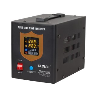 Zasilacz awaryjny KEMOT PROsinus-800 przetwornica z czystym przebiegiem sinusoidalnym i funkcją ładowania 12V 230V 800VA/500W -  KEMOT