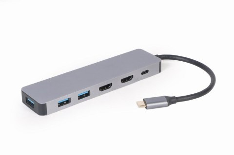 GEMBIRD MULTI ADAPTER USB TYP-C 3W1 SREBRNY HUB USB, HDMI, PD (100W) GEMBIRD