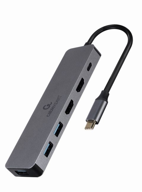 GEMBIRD MULTI ADAPTER USB TYP-C 3W1 SREBRNY HUB USB, HDMI, PD (100W) GEMBIRD