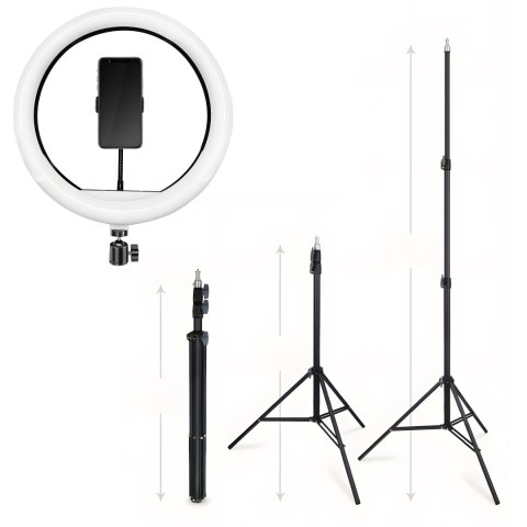 Lampa pierścieniowa led selfie ring statyw pilot + uchwyt na telefon 210cm RTO