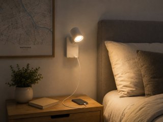 Lampa spotlight Taft 1xGU10 biała gniazdo usb