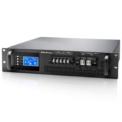Qoltec Zasilacz awaryjny UPS Pure Sine Wave do RACK | 3kVA | 3000W | PF 1.0 | LCD | EPO | USB | On-line | Kompatybilność z LiFeP Qoltec