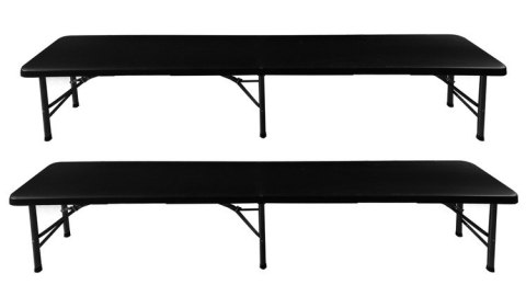 Stół ogrodowy składany 180cm + 2 ławki- czarny GARDLOV